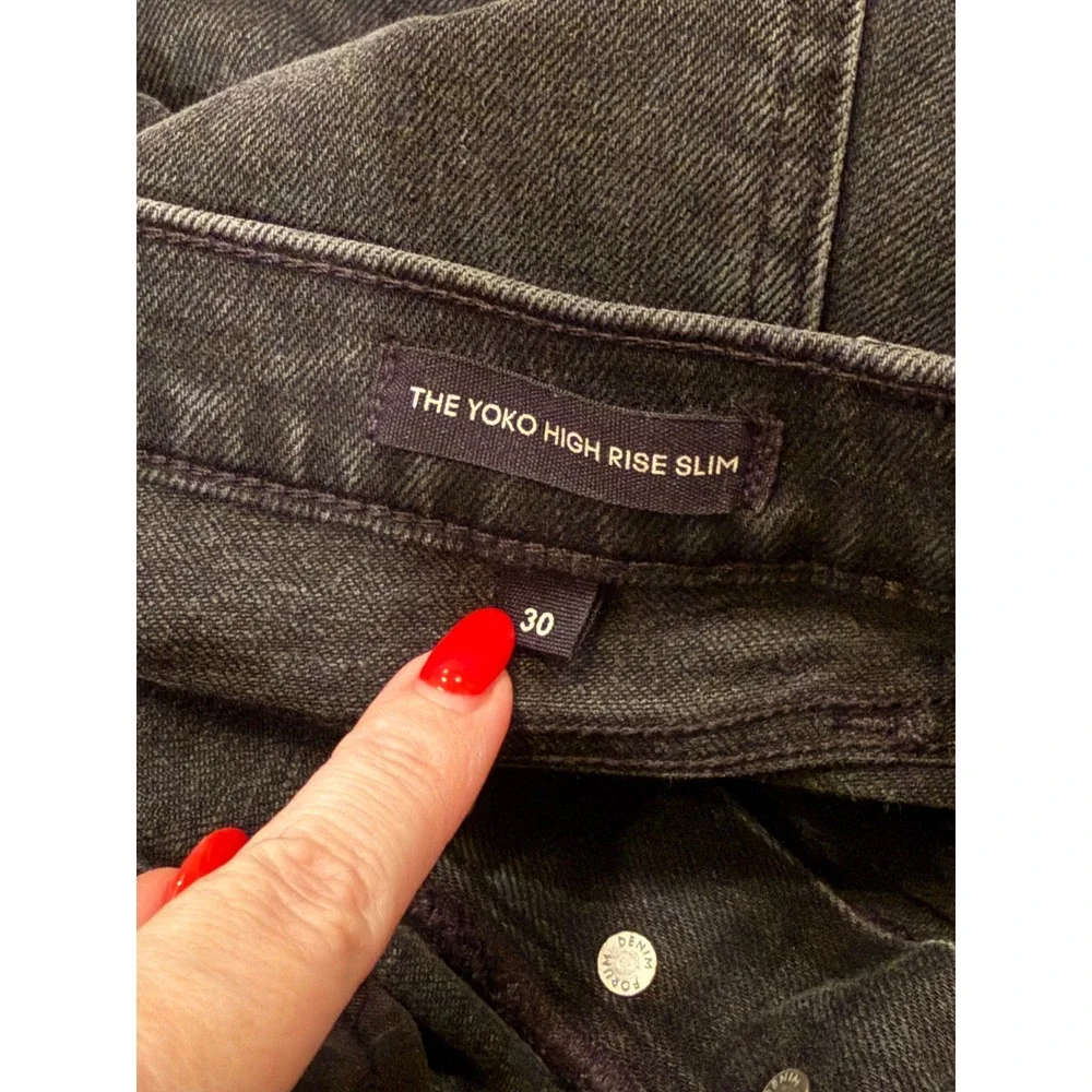 Denim Forum The Yoko High Rise Slim Jeans Faded Black Raw Hem Size 30